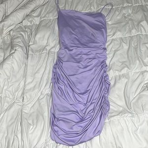 Lavender ruched open back bodycon dress Size: L